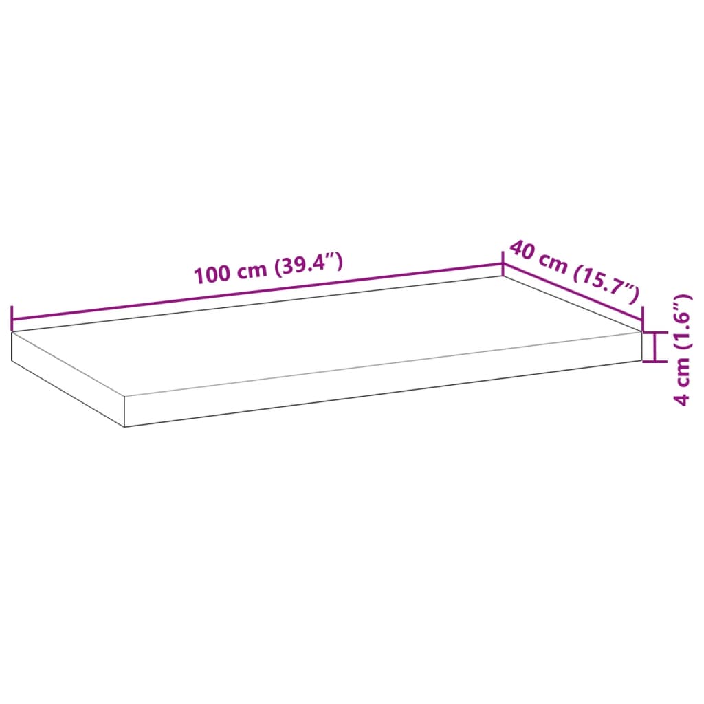 vidaXL galda virsma, 100x40x4 cm, taisnstūra, akācijas masīvkoks