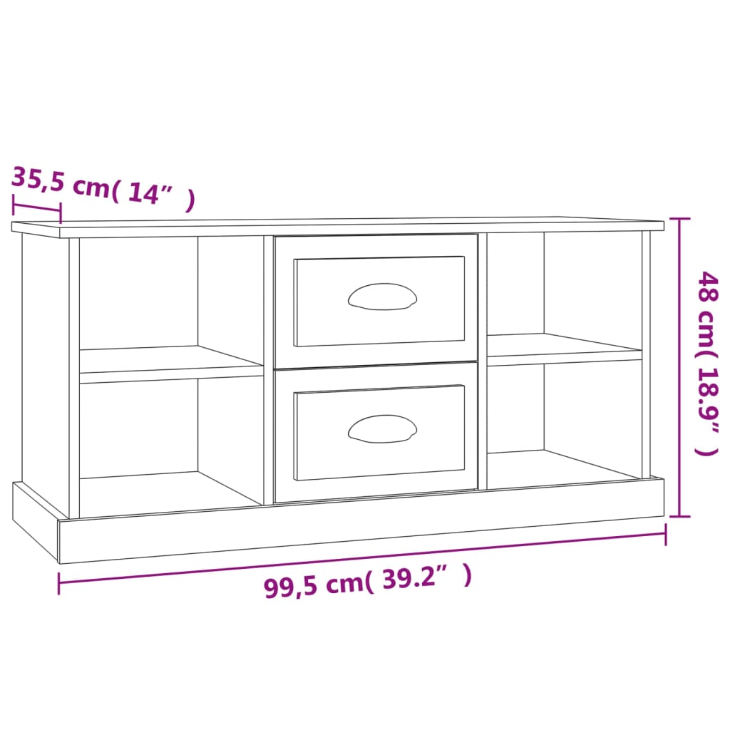 vidaXL TV skapītis, 99,5x35,5x48 cm, inženierijas koks, melns