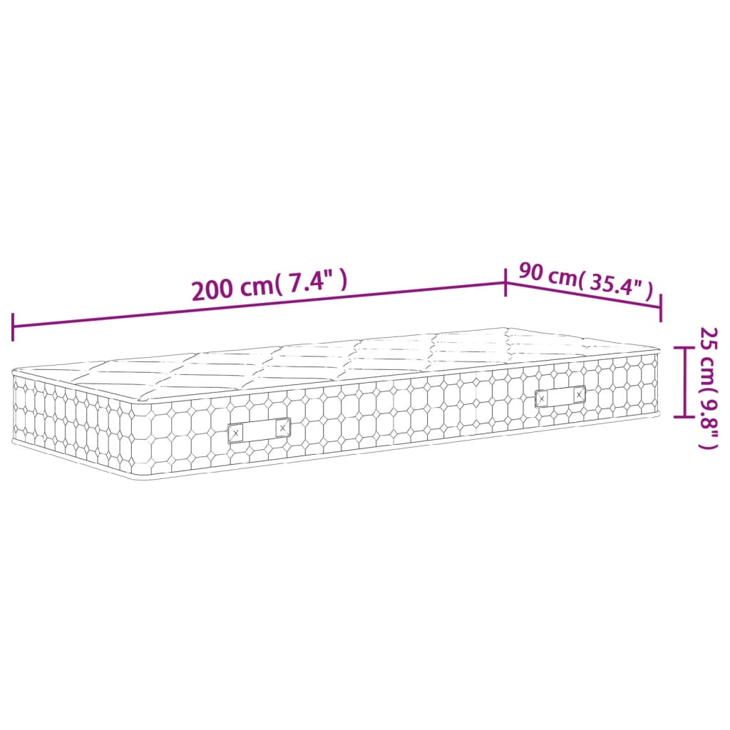 vidaXL atsperu matracis, Medium Firm, 90x200 cm