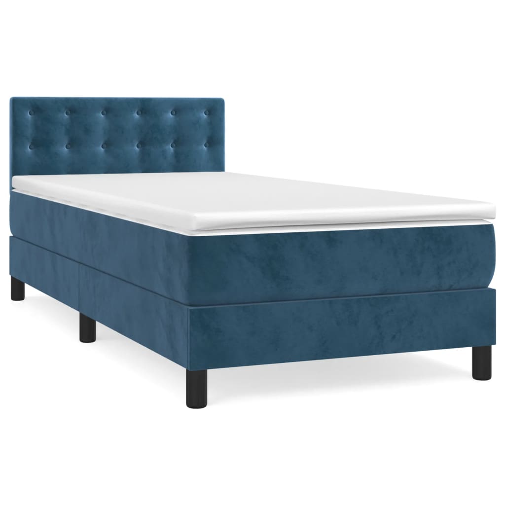 vidaXL atsperu gulta ar matraci, tumši zils samts, 80x200 cm