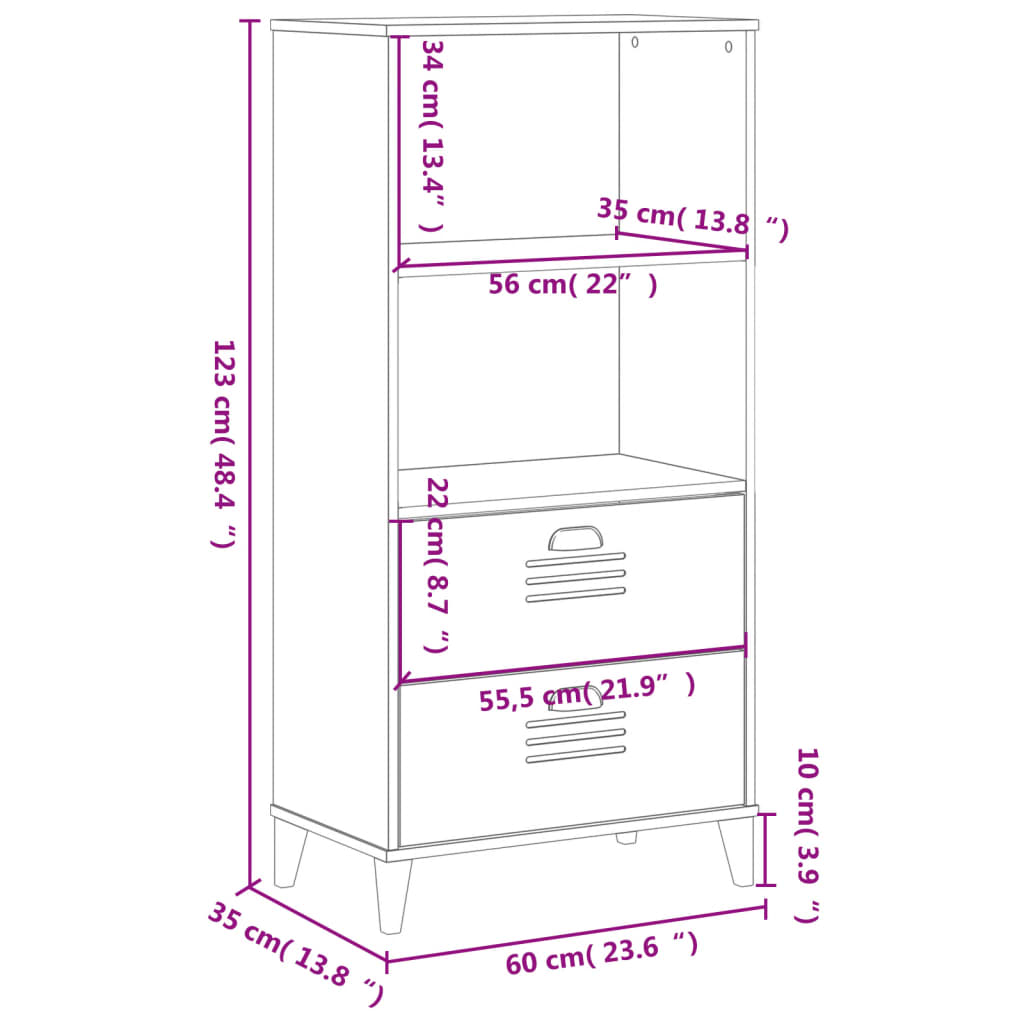 vidaXL grāmatu plaukts VIKEN, melns, 60x35x123 cm, inženierijas koks