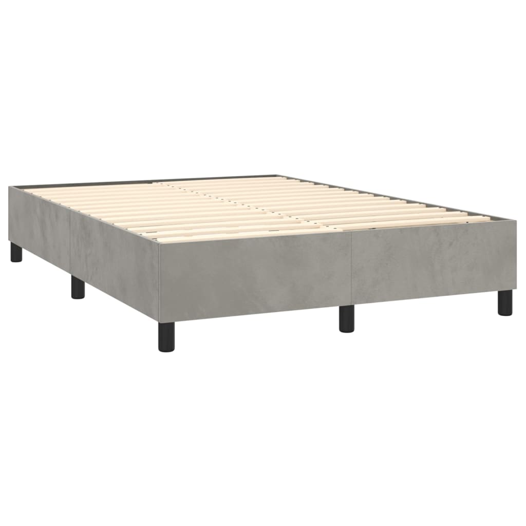 vidaXL atsperu gulta ar matraci, gaiši pelēka samts, 140x190 cm