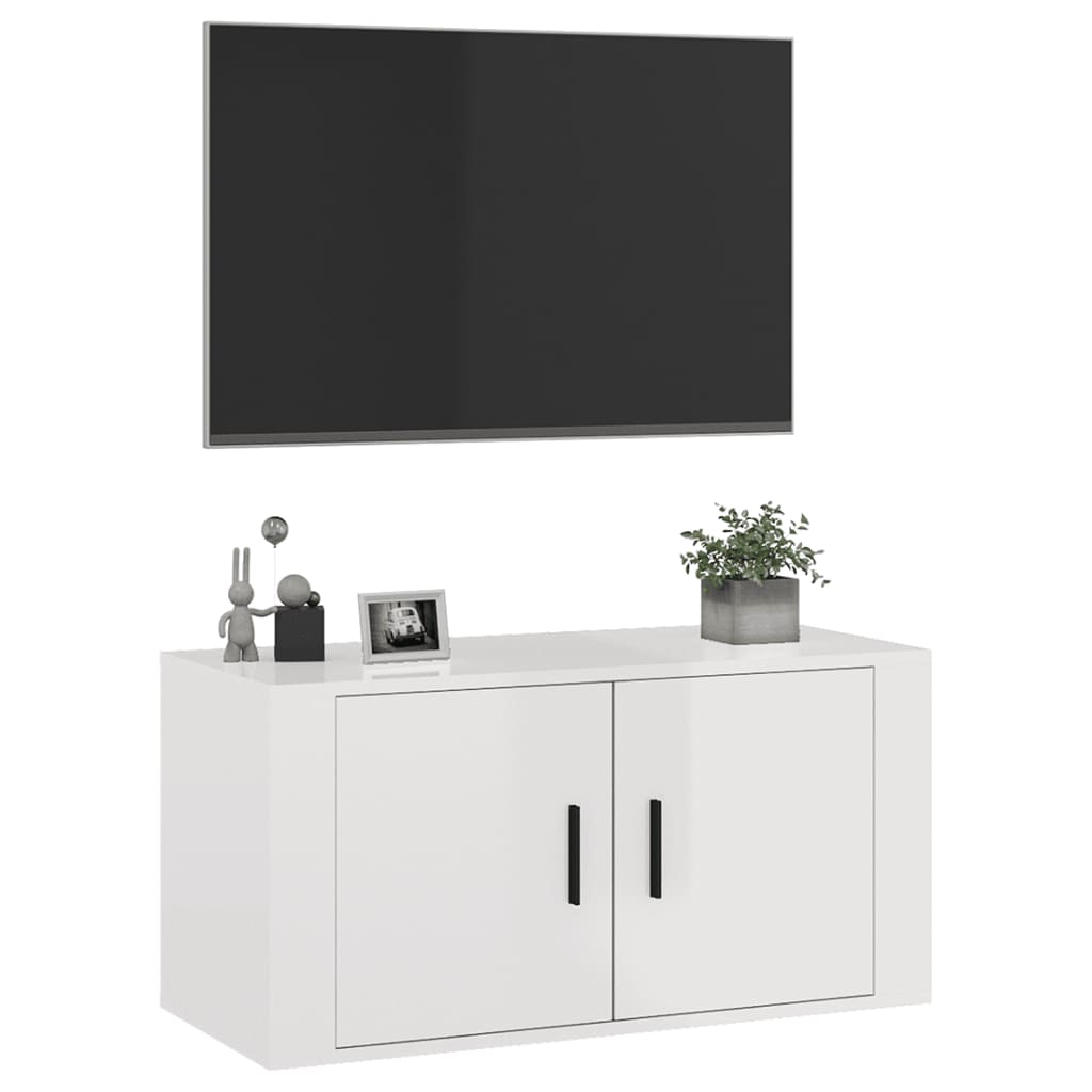 vidaXL sienas TV skapītis, spīdīgi balts, 80x34,5x40 cm