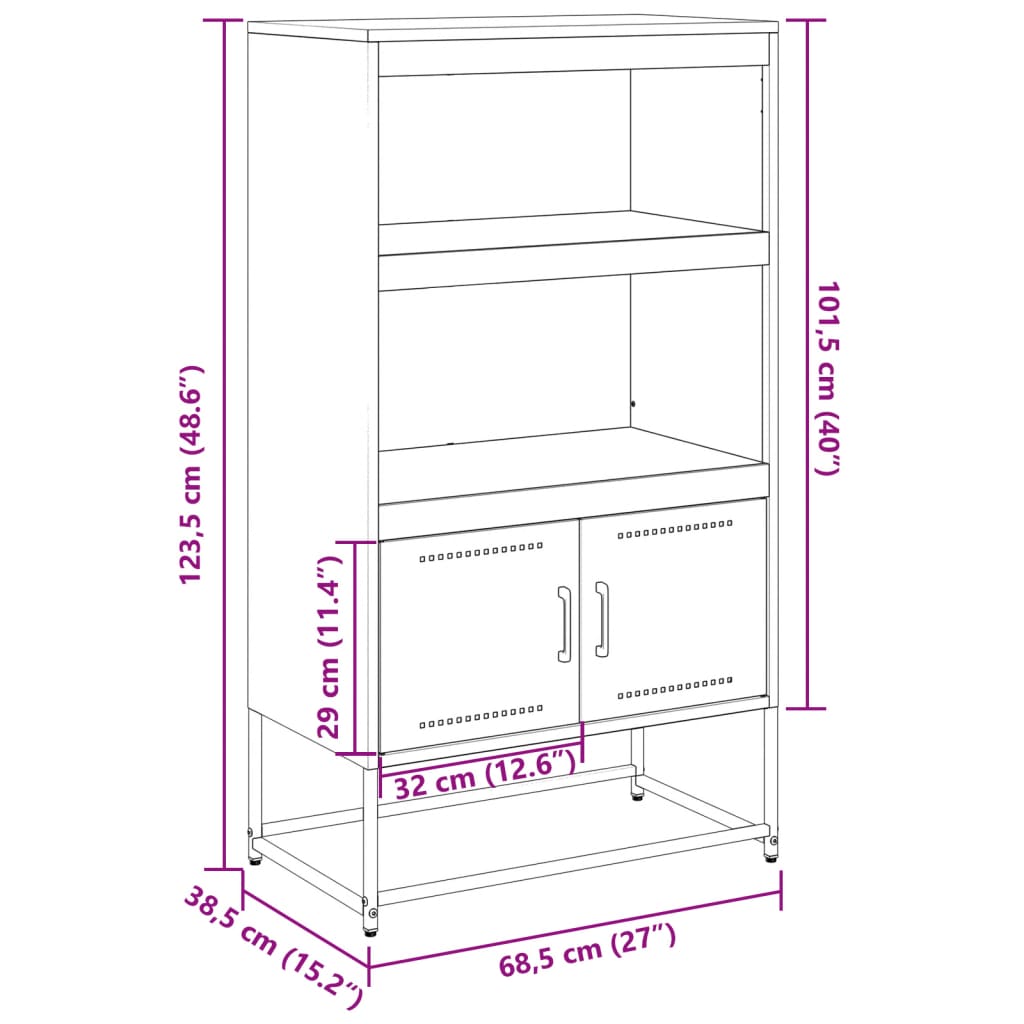 vidaXL TV skapītis, 100,5x39x60,5 cm, tērauds, antracītpelēks