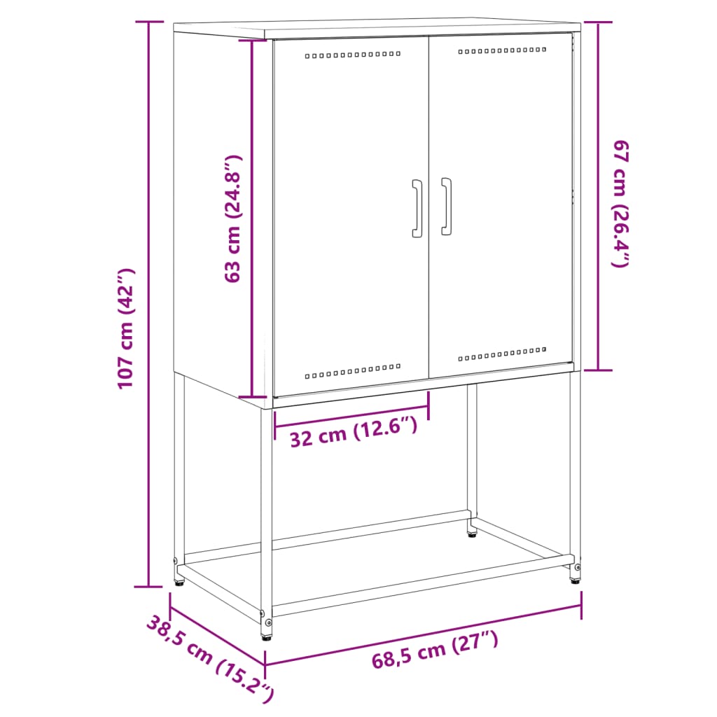 vidaXL TV skapītis, 100,5x39x60,5 cm, tērauds, olīvu zaļš