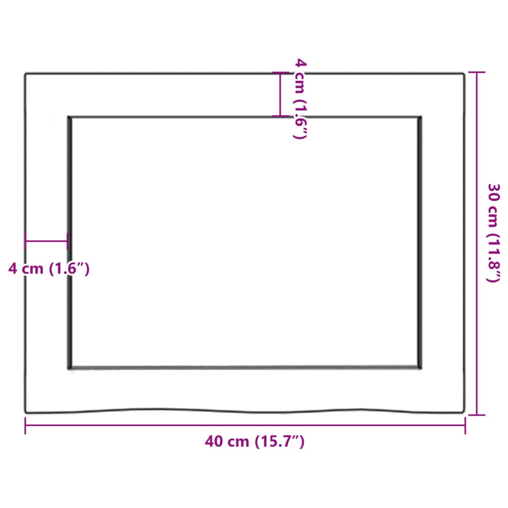 vidaXL sienas plaukts, 40x30x(2-6) cm, neapstrādāts ozola masīvkoks