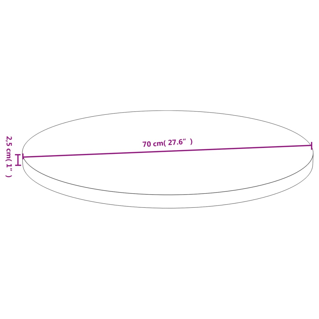 vidaXL galda virsma, Ø70x2,5 cm, bambuss