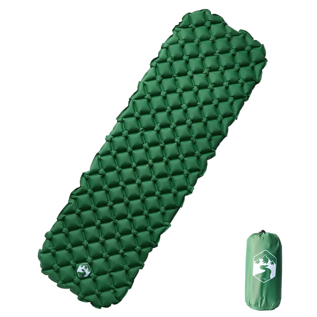 vidaXL piepūšams kempinga matracis, vienvietīgs, 190x58x6 cm, zaļš