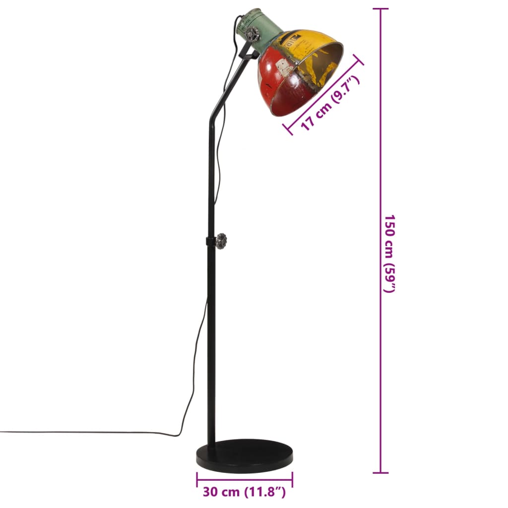 vidaXL grīdas lampa, 25 W, krāsaina, 30x30x90-150 cm, E27