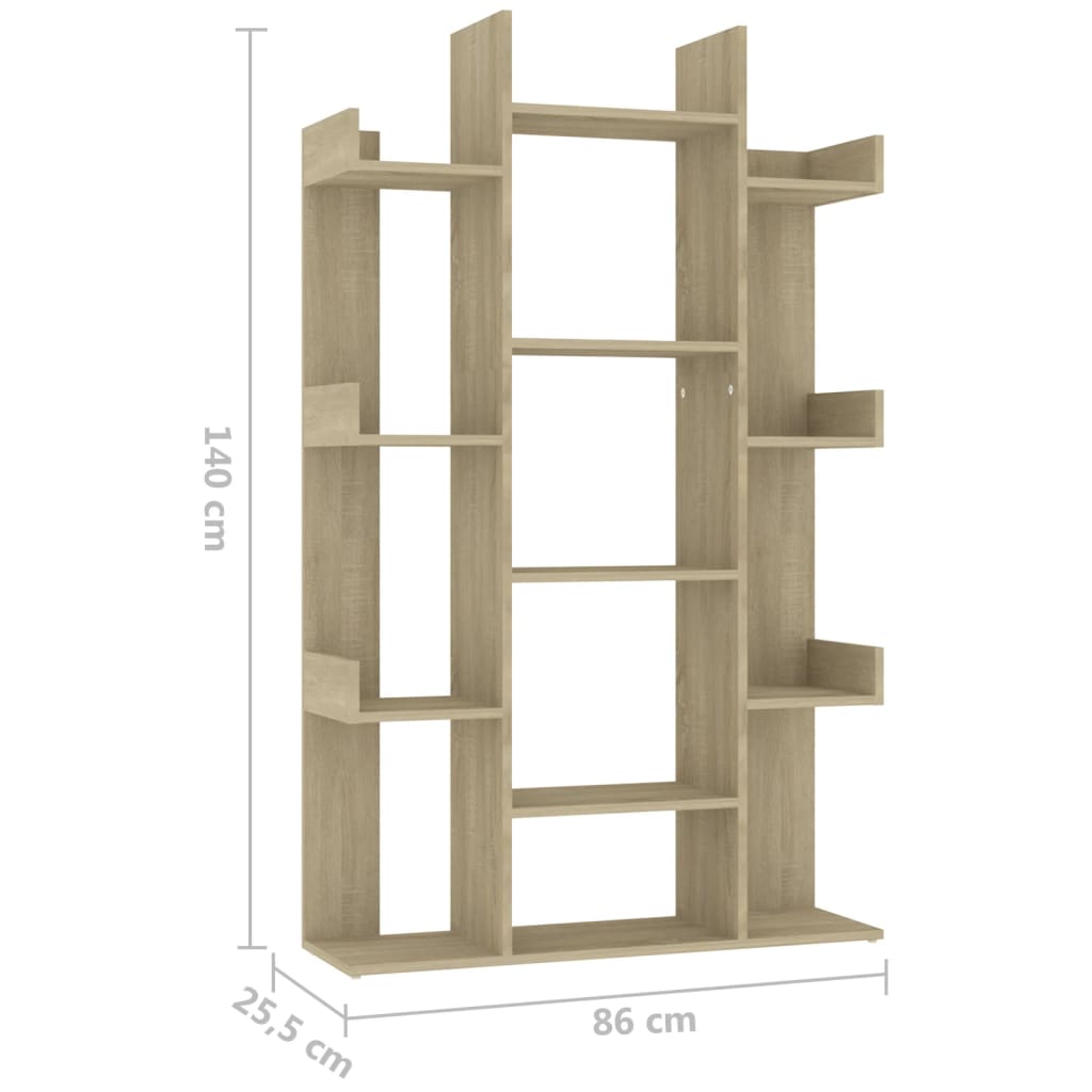 vidaXL grāmatu plaukts, ozolkoka, 86x25,5x140 cm, inženierijas koks