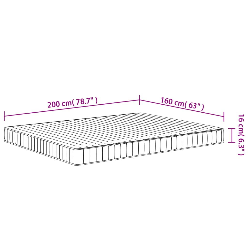 vidaXL putu matracis, Medium Soft, 160x200 cm