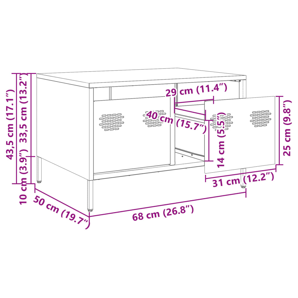 vidaXL TV skapītis antracītpelēks 68x50x43,5 cm auksti velmēts tērauds