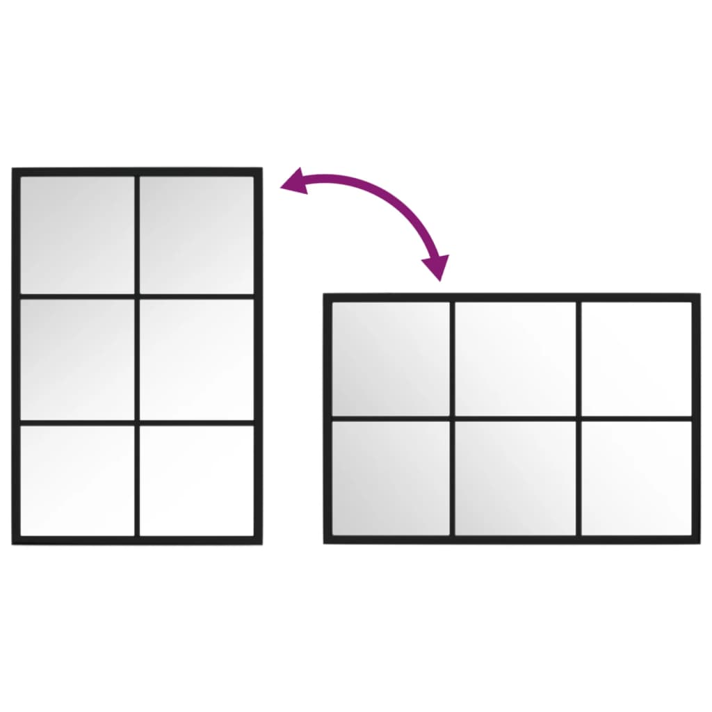 vidaXL sienas spogulis, melns, 60x40 cm, metāls