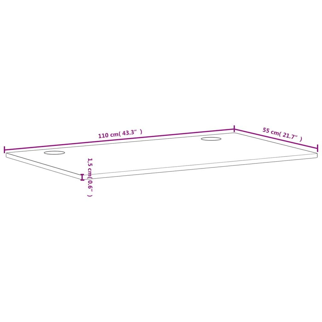 vidaXL rakstāmgalda virsma, 110x55x1,5 cm, dižskābarža masīvkoks