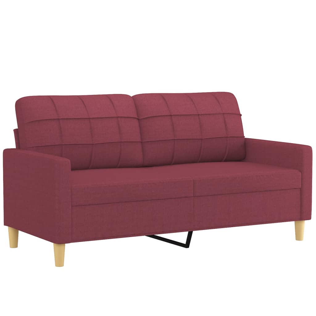 vidaXL divdaļīgs dīvānu komplekts ar spilveniem, vīnsarkans audums