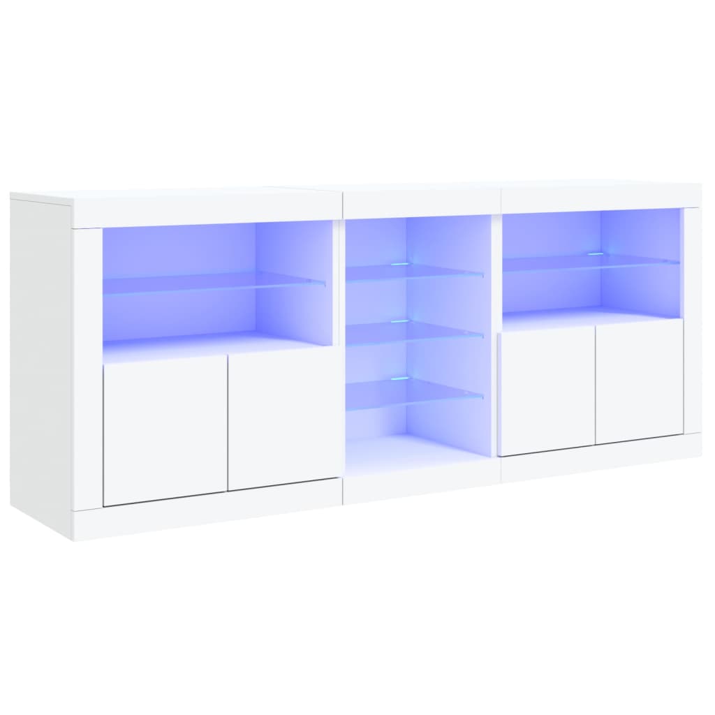 vidaXL kumode ar LED lampiņām, 162x37x67 cm, balta