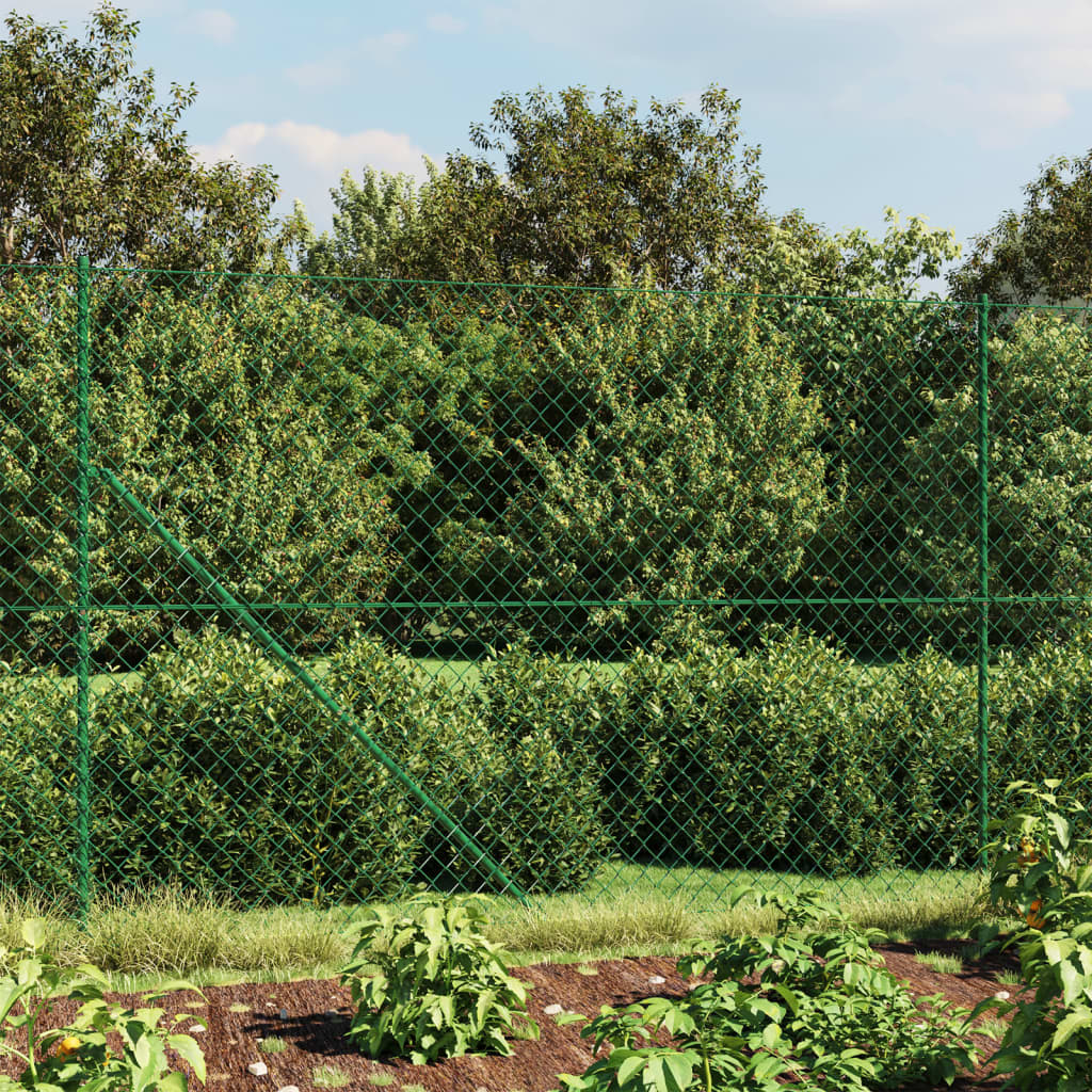 vidaXL stiepļu žogs, 2x10 m, zaļš