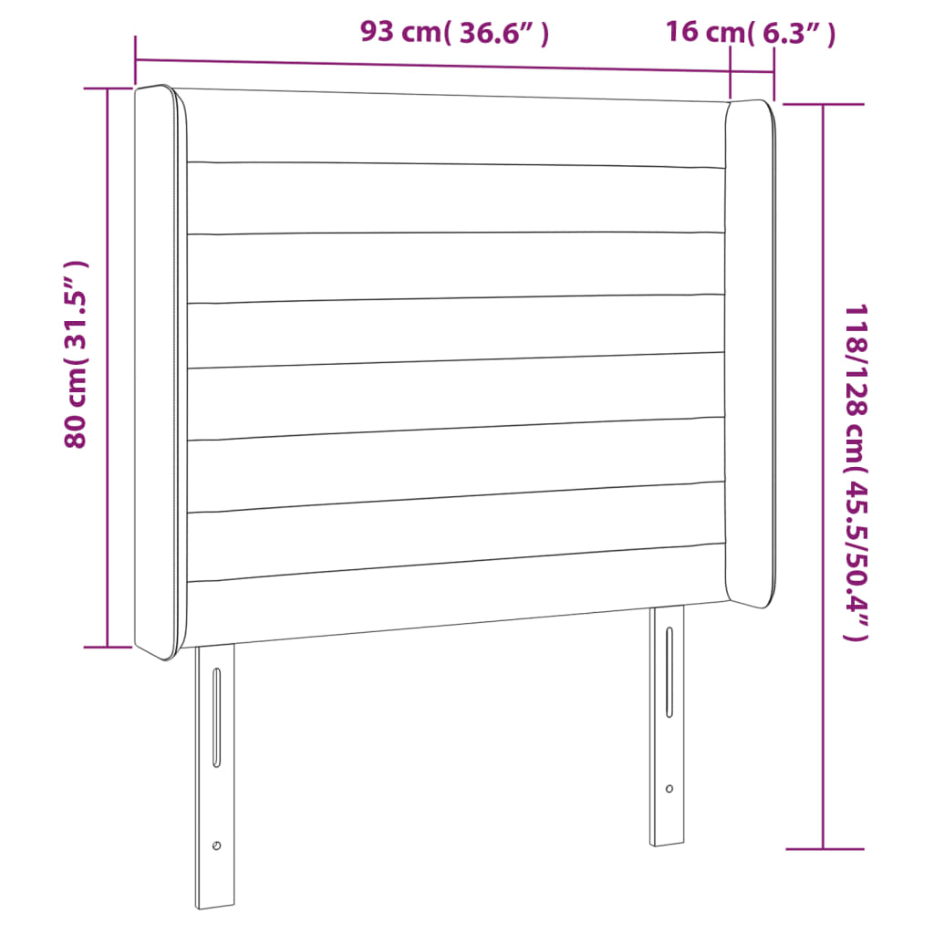 vidaXL gultas galvgalis ar LED, 93x16x118/128 cm, gaiši pelēks samts