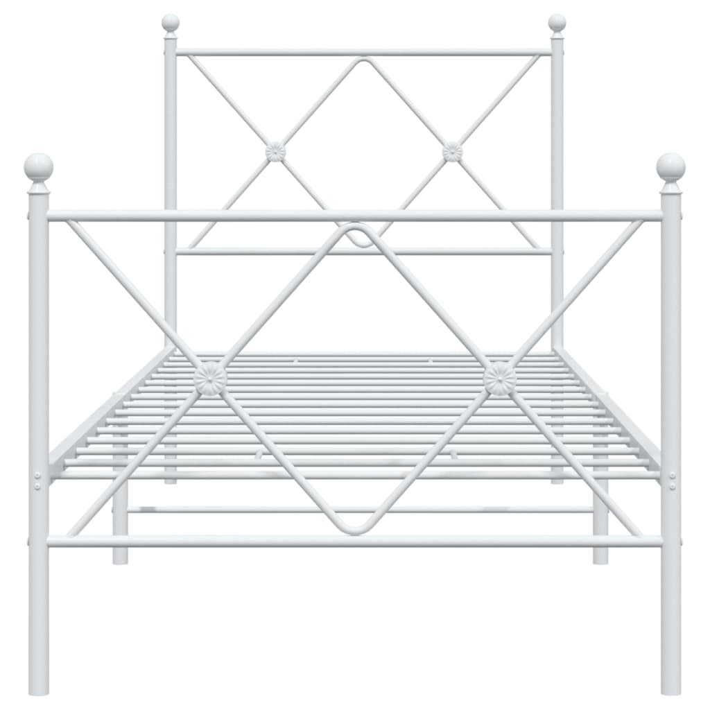 vidaXL gultas rāmis ar galvgali un kājgali, balts metāls, 80x200 cm