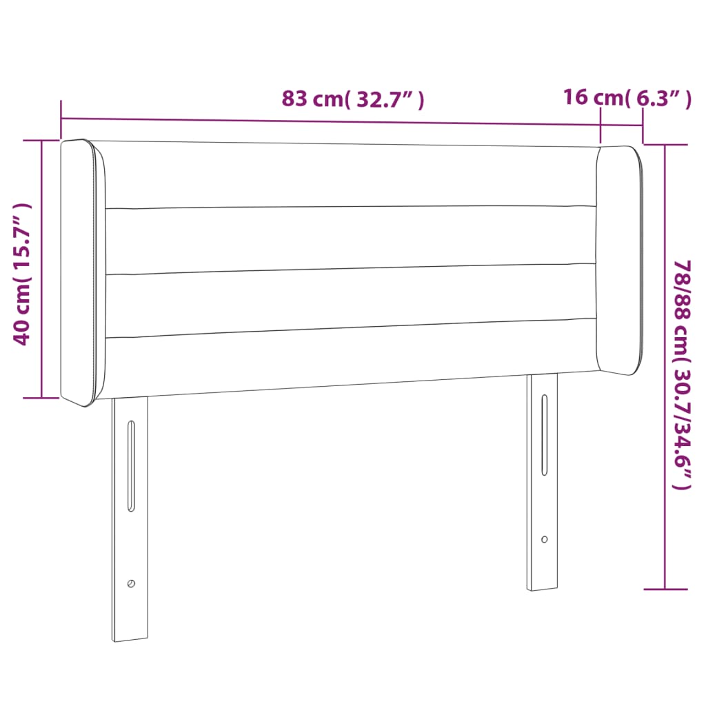 vidaXL gultas galvgalis ar LED, 83x16x78/88 cm, gaiši pelēks audums