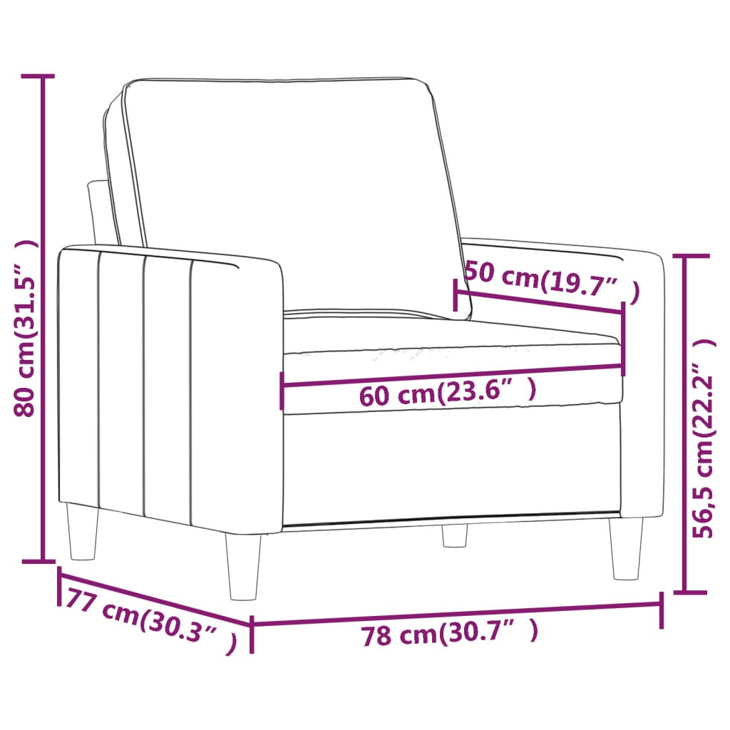 vidaXL atpūtas krēsls, rozā, 60 cm, samts