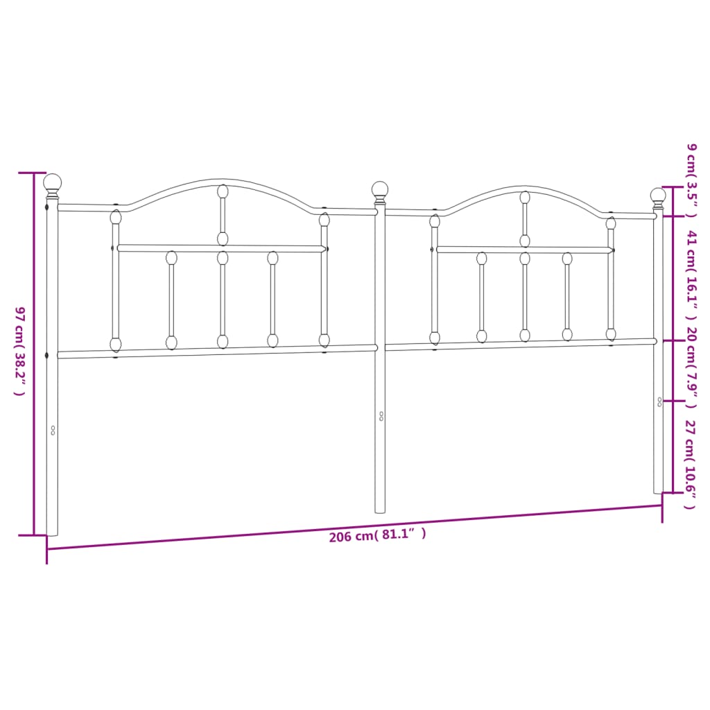 vidaXL gultas galvgalis, balts, 200 cm