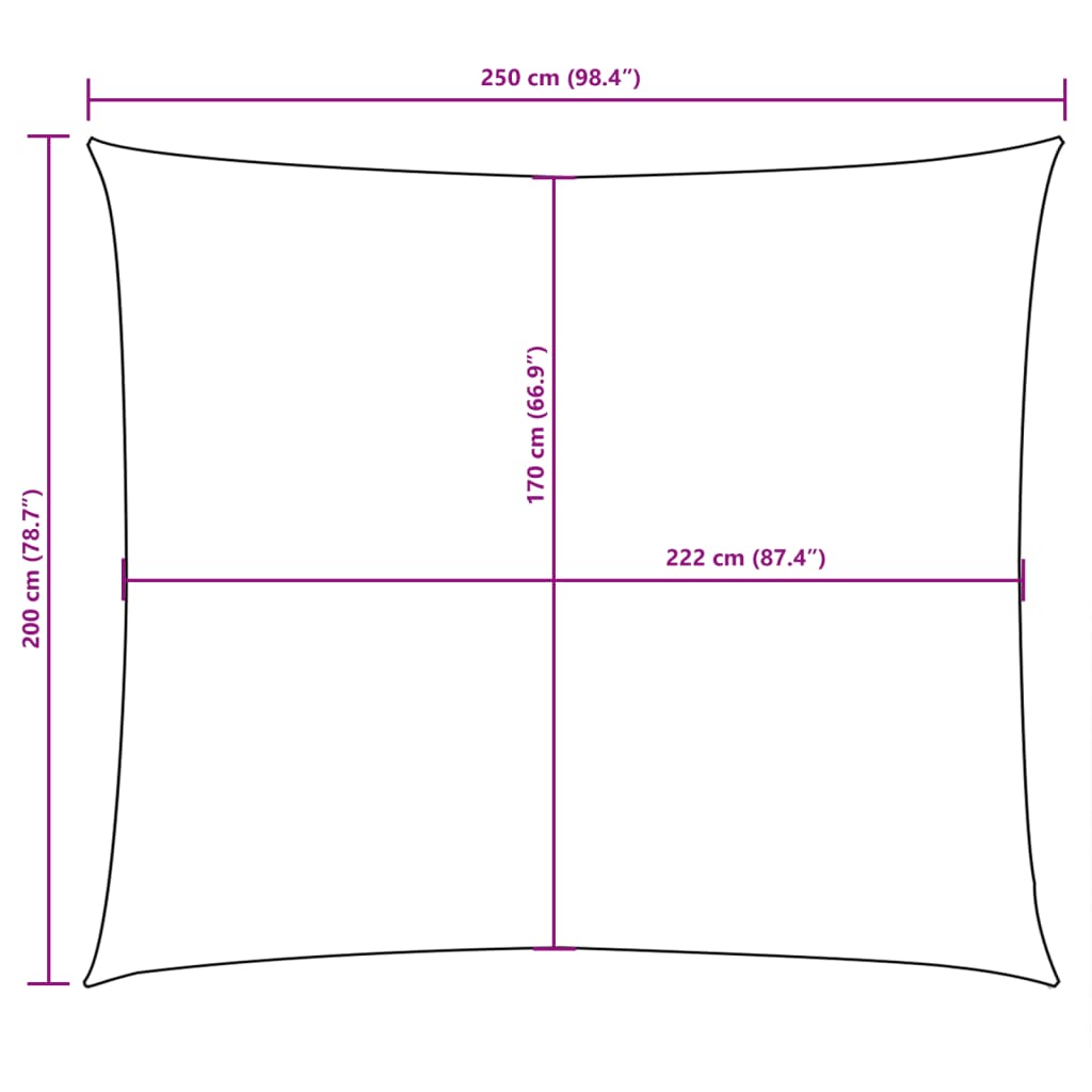 vidaXL saulessargs, taisnstūra forma, 2x2,5 m, melns oksforda audums