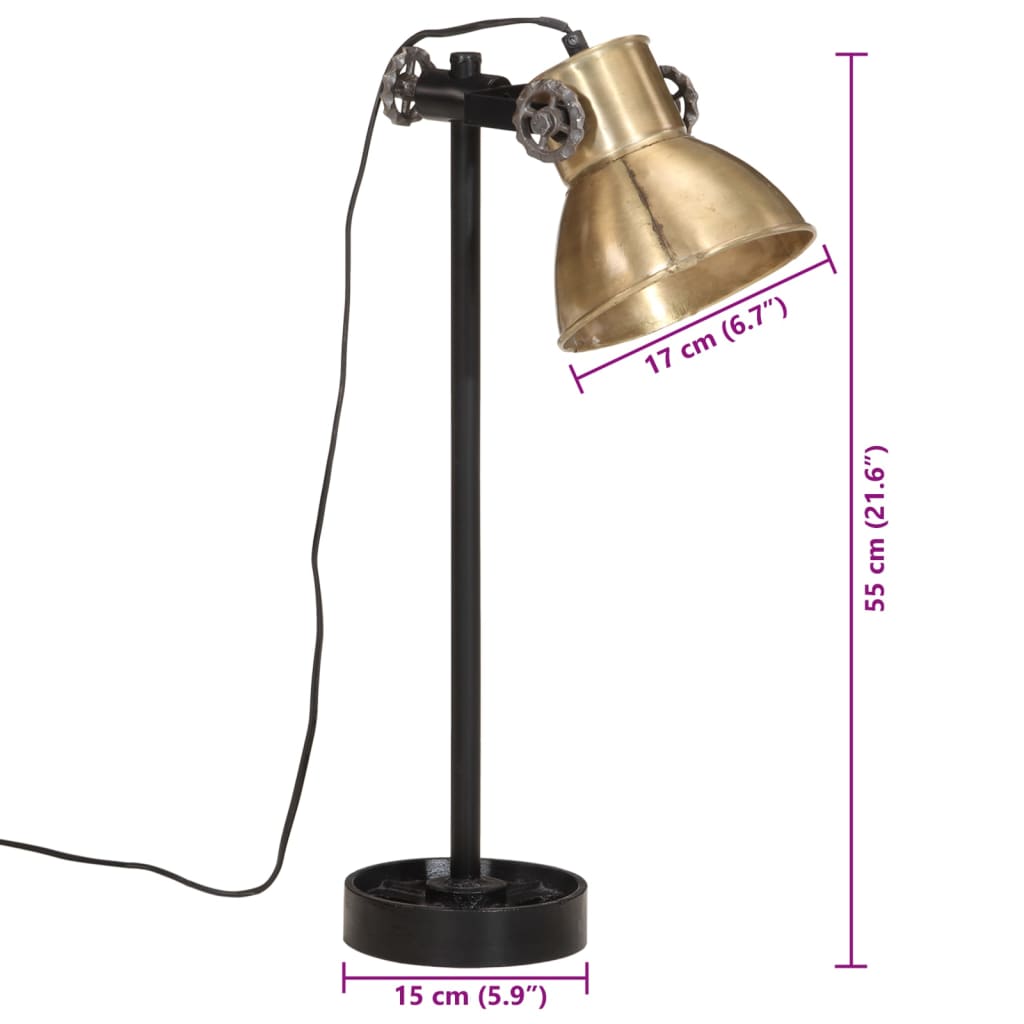 vidaXL galda lampa, 25 W, antīka misiņa krāsa, 15x15x55 cm, E27