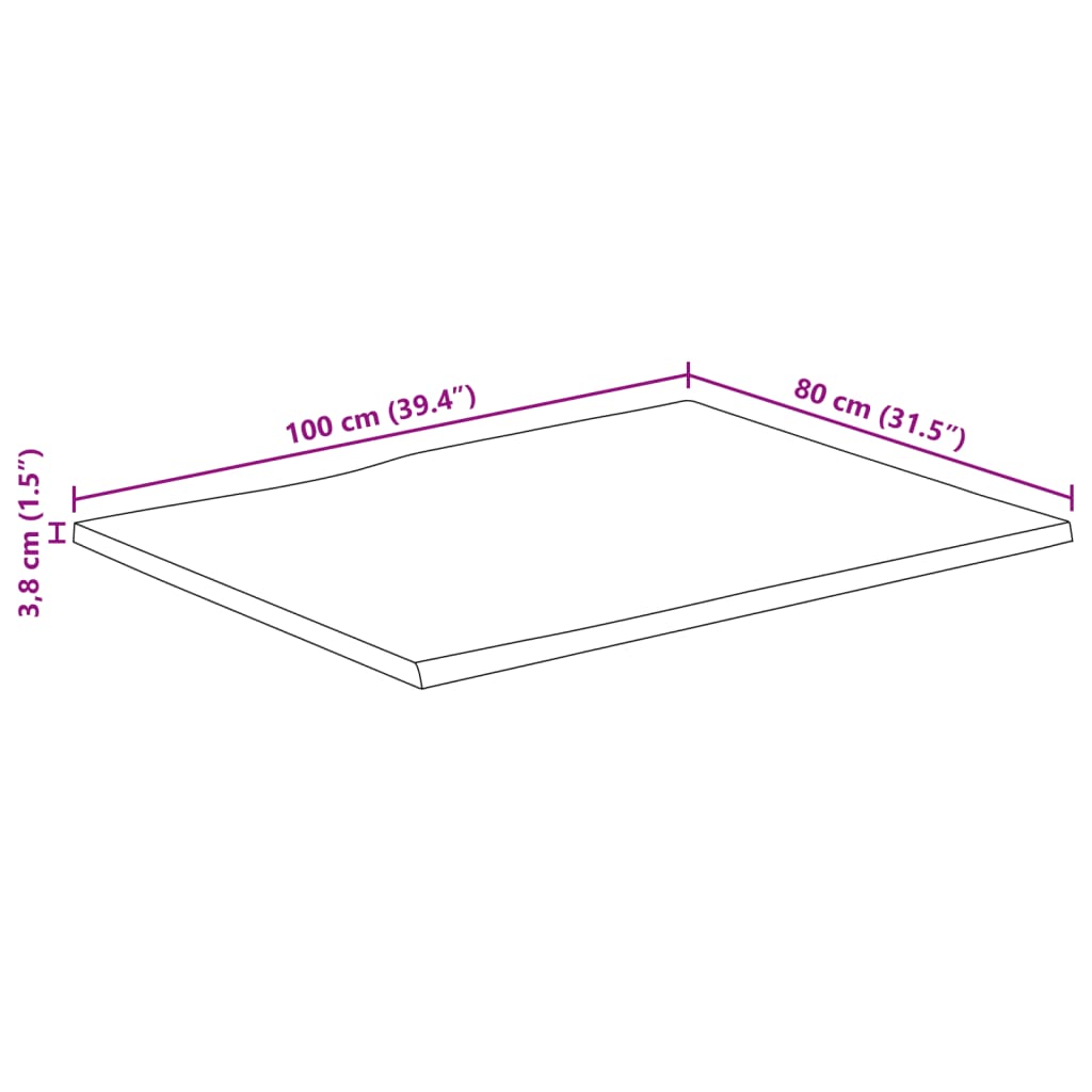 vidaXL galda virsma, 100x80x3,8 cm, mango masīvkoks