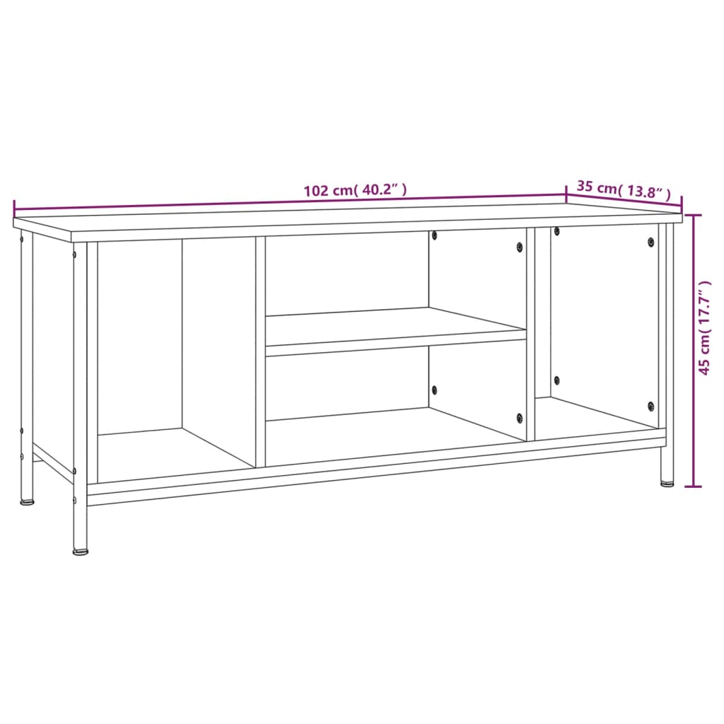 vidaXL TV skapītis, ozolkoka krāsa, 102x35x45 cm, inženierijas koks