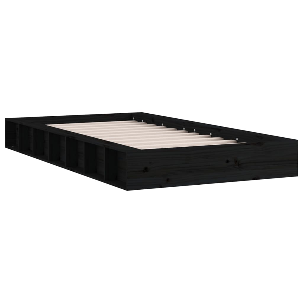 vidaXL gultas rāmis, melns, 120x190 cm, 4FT, divvietīgs, masīvkoks