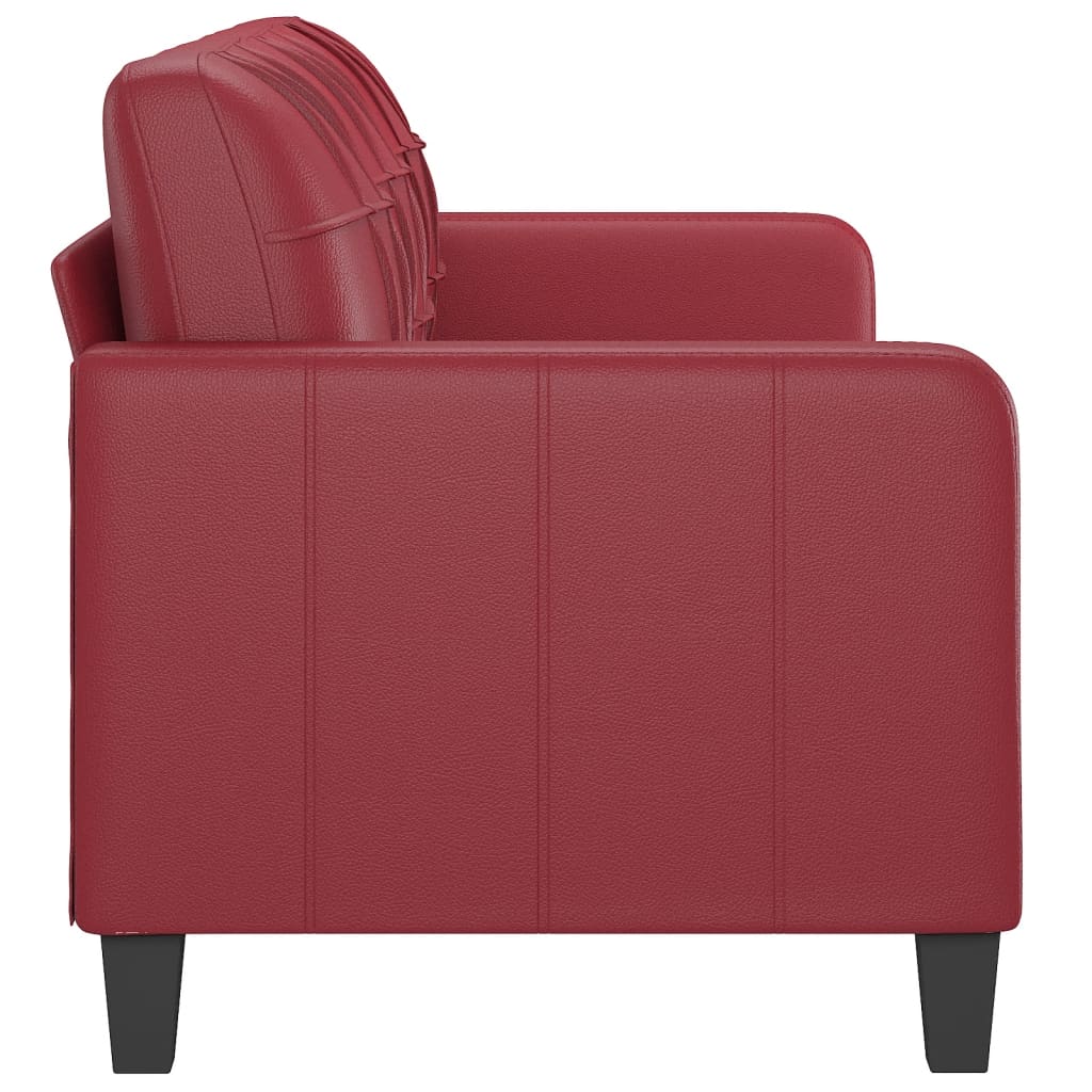 vidaXL trīsvietīgs dīvāns, vīnsarkans, 180 cm, mākslīgā āda