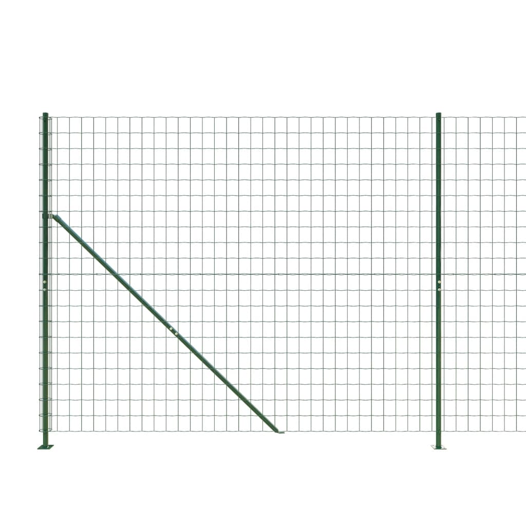 vidaXL stiepļu žogs ar atloku, 1,4x10 m, zaļš