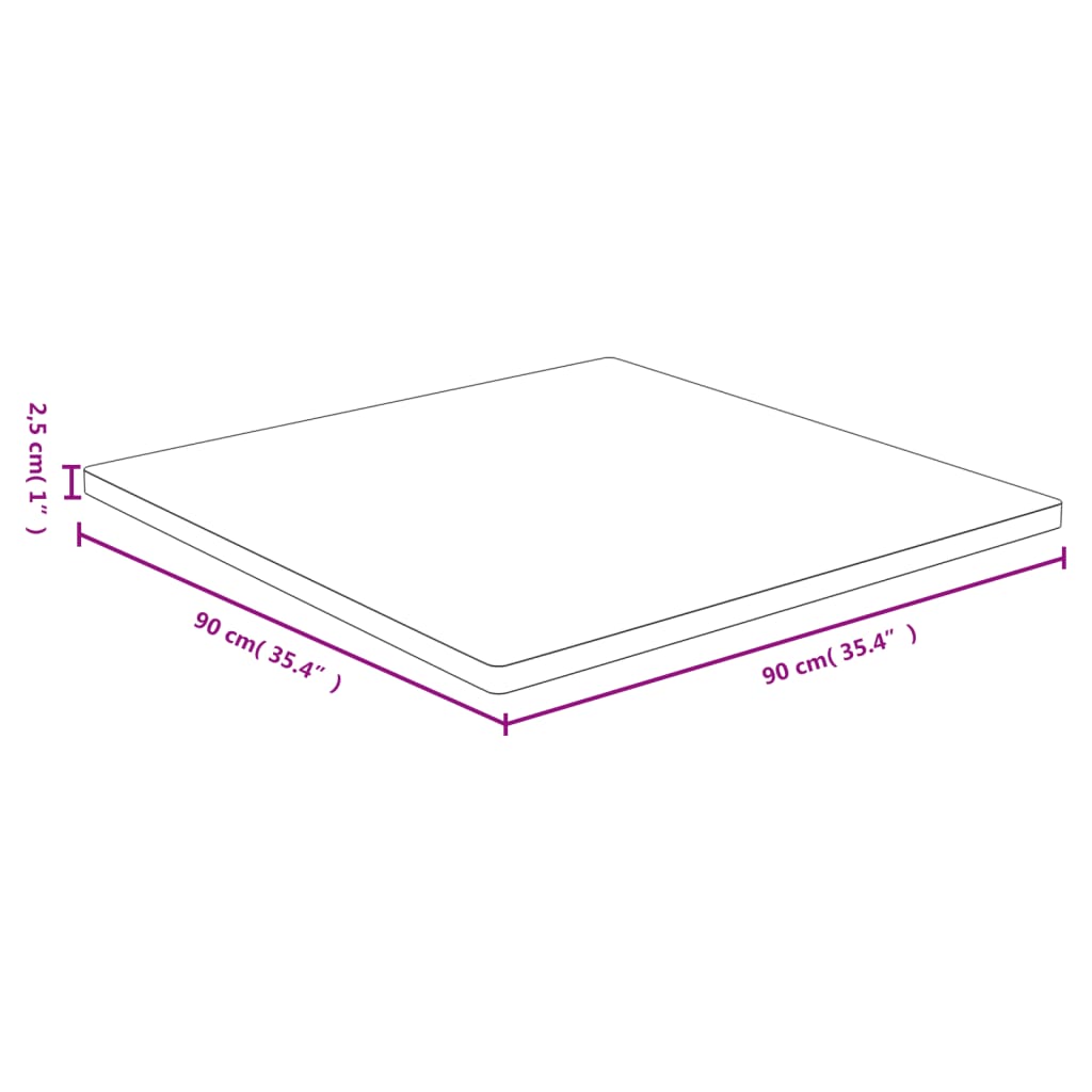 vidaXL galda virsma, 90x90x2,5 cm, bambuss