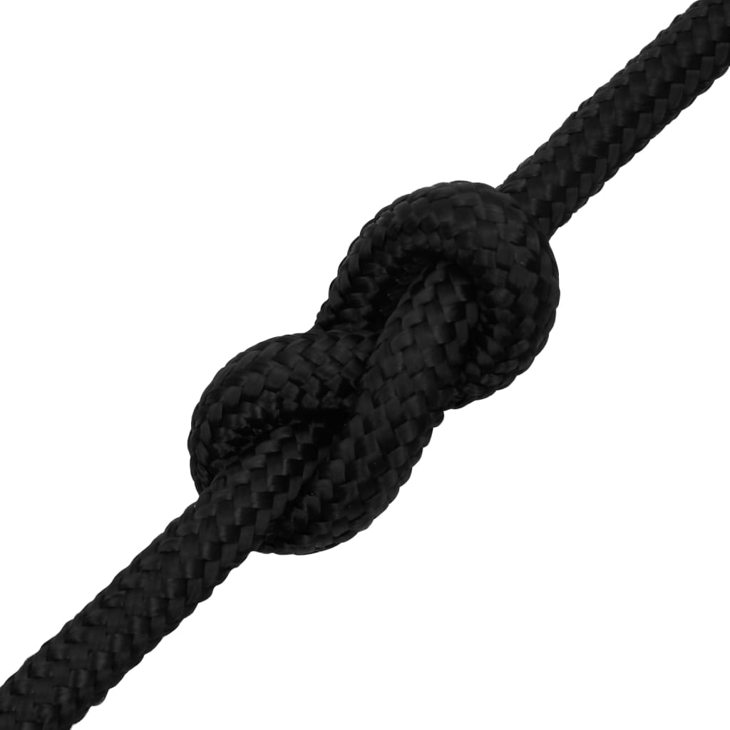 vidaXL laivu virve, melna, 18 mm, 100 m, polipropilēns