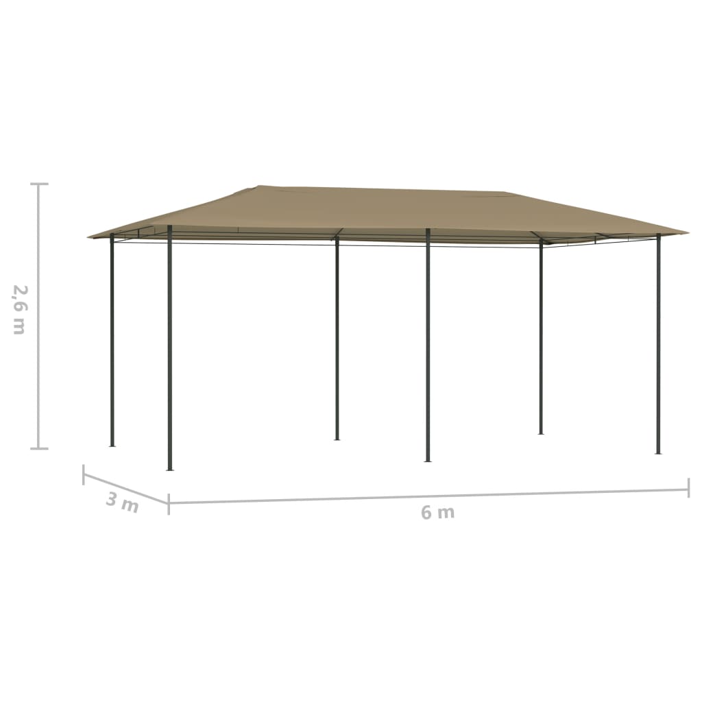 vidaXL dārza nojume, 2,98x5,3x2,59 m, pelēkbrūna, 160 g/m²