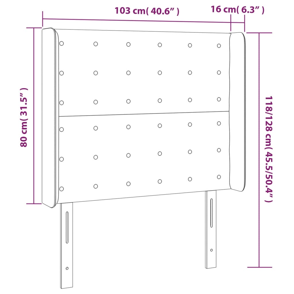 vidaXL gultas galvgalis ar LED, 103x16x118/128 cm, tumši brūns audums