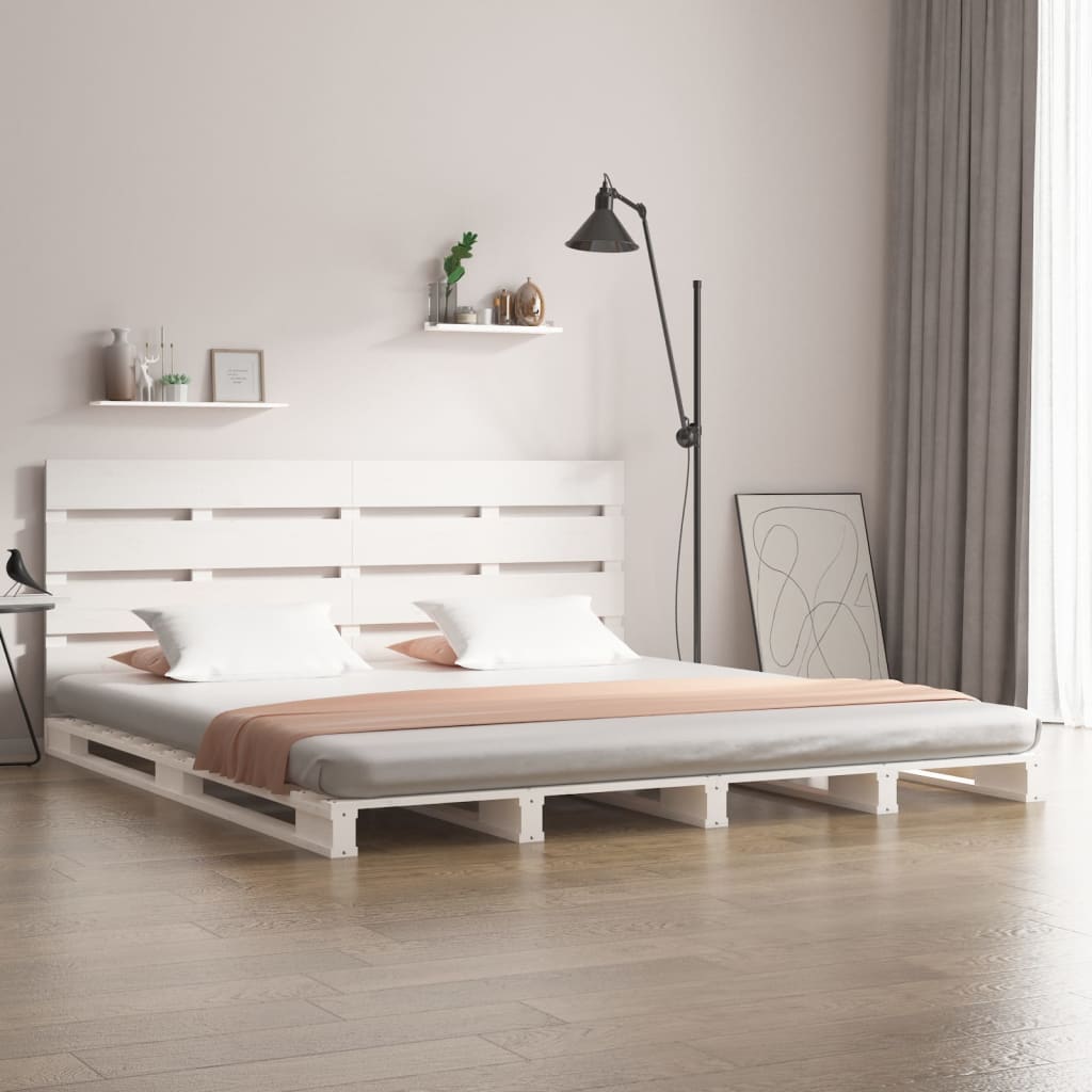 vidaXL gultas rāmis, balts, 120x190 cm, priedes masīvkoks, divvietīgs