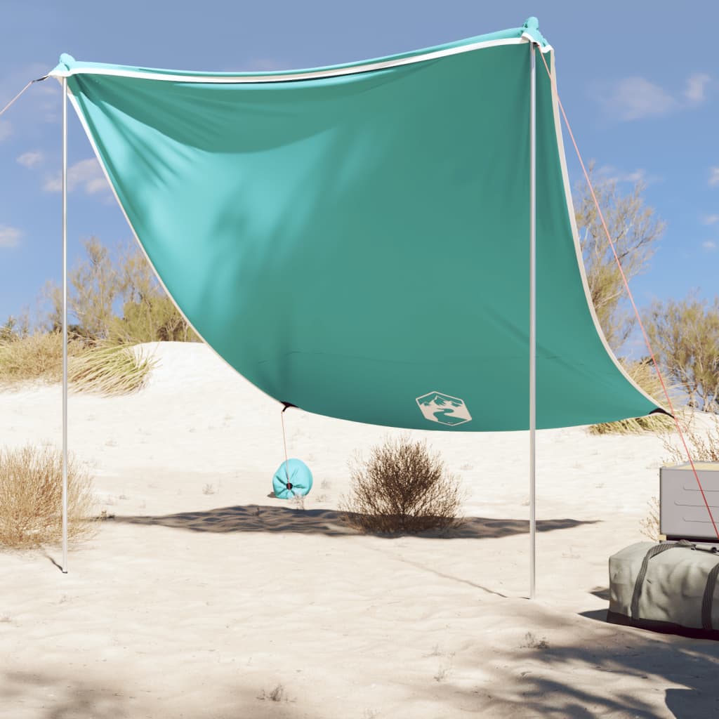 vidaXL pludmales nojume ar smilšu enkuriem, zaļa, 214x236 cm
