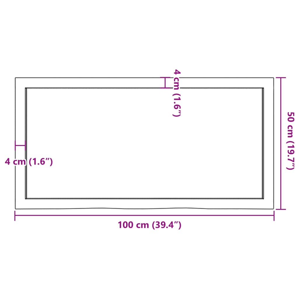 vidaXL galda virsma, gaiši brūna, 100x50x(2-6) cm, ozola masīvkoks