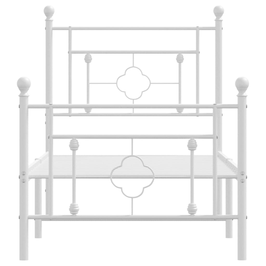 vidaXL gultas rāmis ar galvgali un kājgali, balts metāls, 80x200 cm