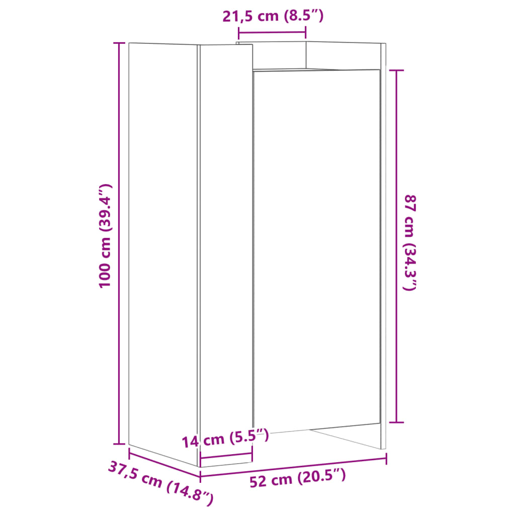 vidaXL apavu plaukts, ozolkoka krāsa, 52x37,5x100cm, inženierijas koks