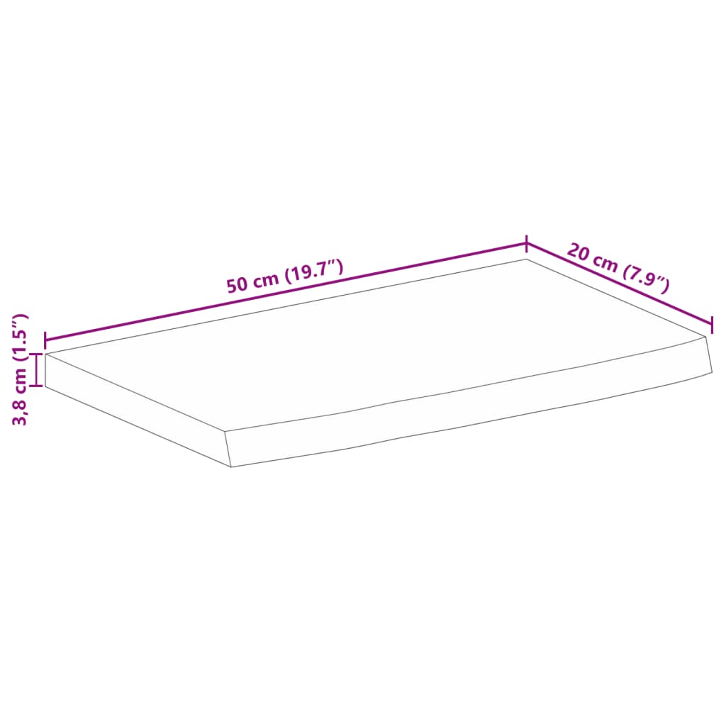 vidaXL galda virsma, 50x20x3,8 cm, mango masīvkoks