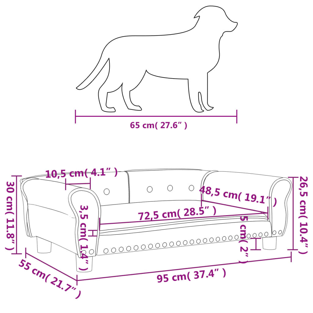 vidaXL gulta suņiem, melna, 95x55x30 cm, samts