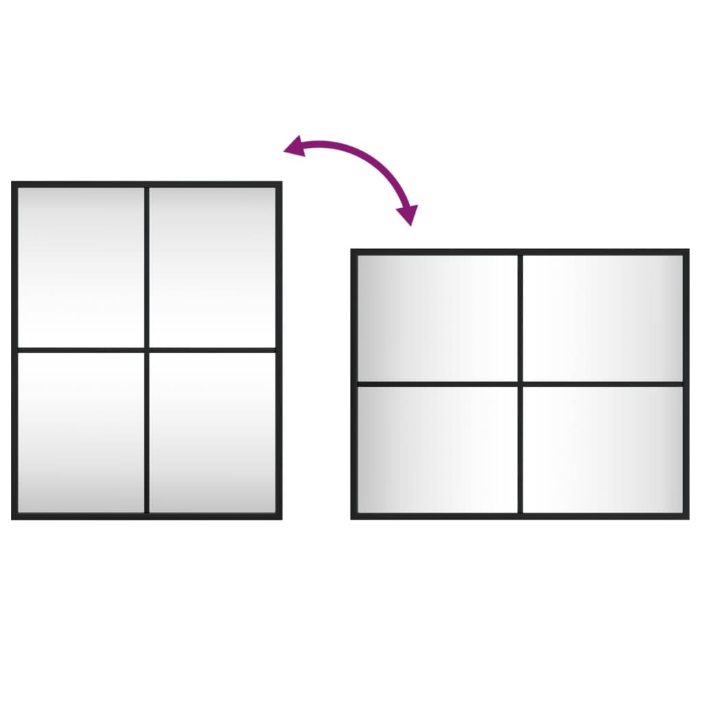 vidaXL sienas spogulis, melns, 40x50 cm, taisnstūra, dzelzs