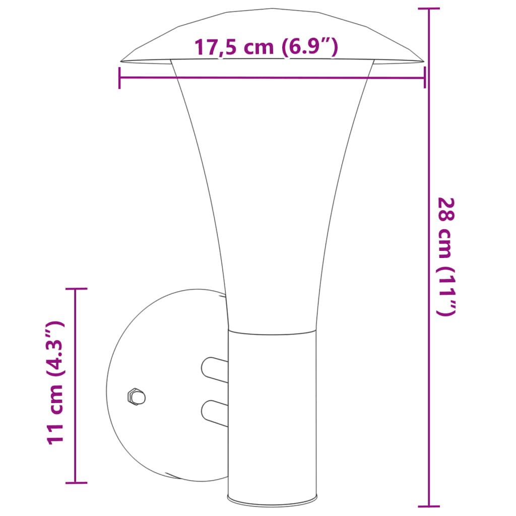 vidaXL āra sienas lampa, sudrabaina, nerūsējošs tērauds