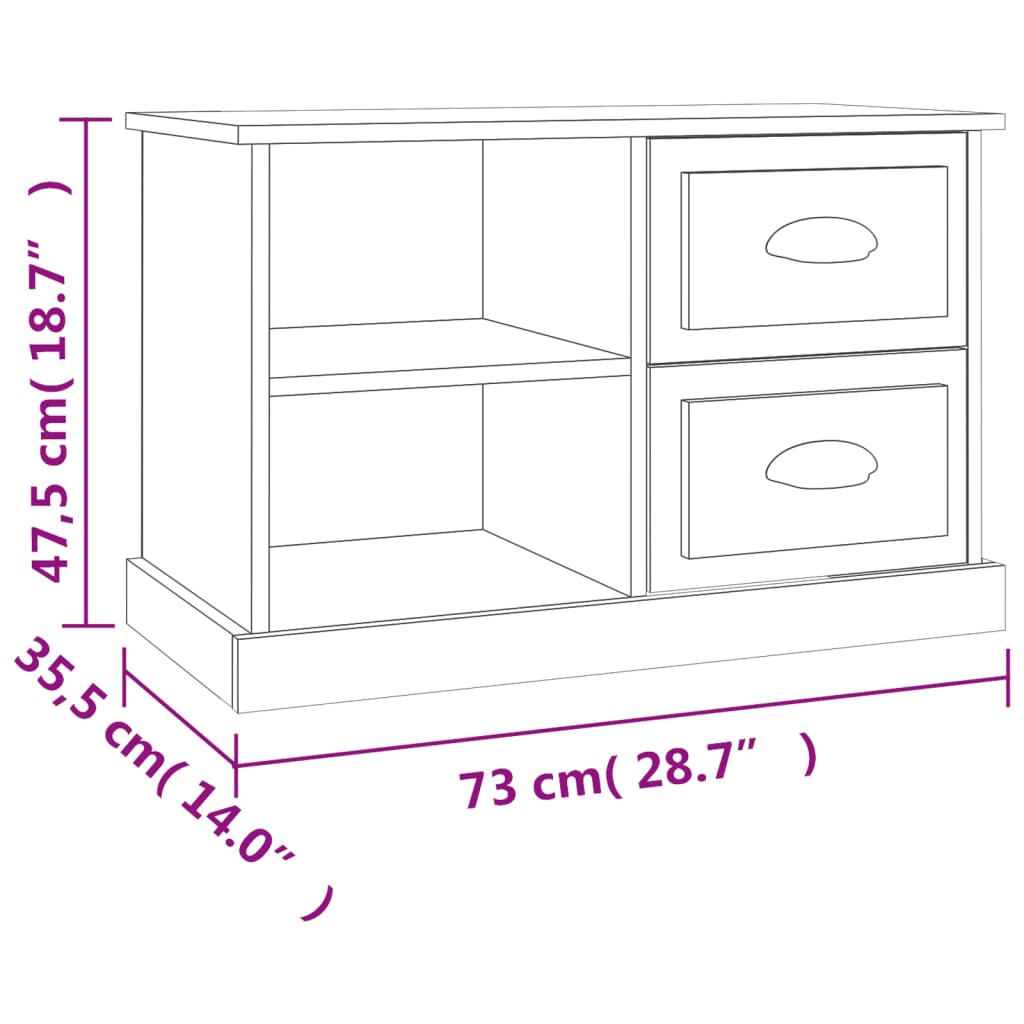 vidaXL TV skapītis, melns, 73x35,5x47,5 cm, inženierijas koks