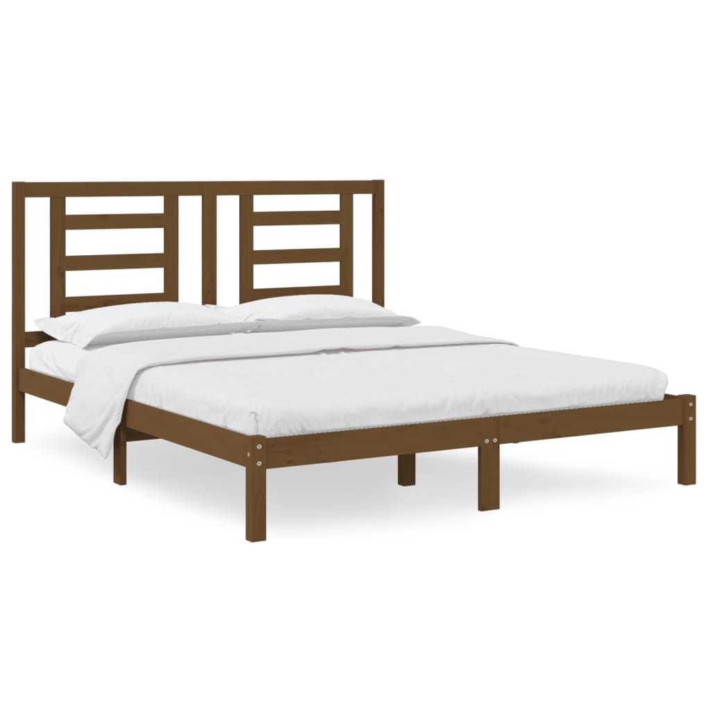 vidaXL gultas rāmis, medus brūns, priedes masīvkoks, 160x200 cm