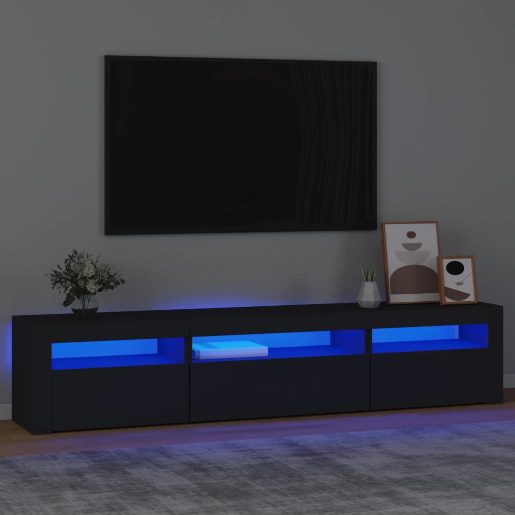 vidaXL TV skapītis ar LED apgaismojumu, melns, 195x35x40 cm