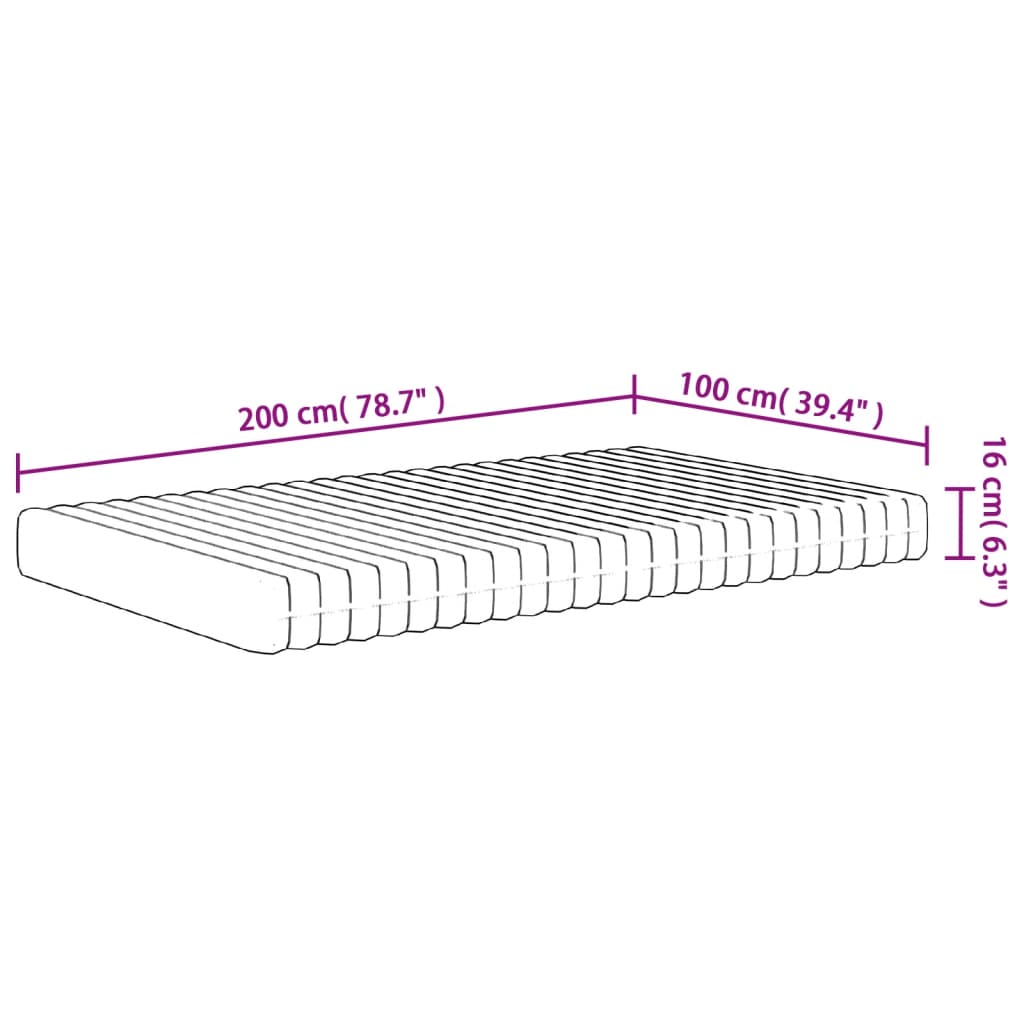 vidaXL putu matracis, Medium Soft, 100x200 cm